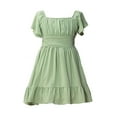 thumbnail image 1 of Weryoung Girls Summer Tie Back Dress Tween Kids Off Shoulder Dresses Size Baby Leisure Fit And Flare Dresses,Green,10-11 Years, 1 of 9