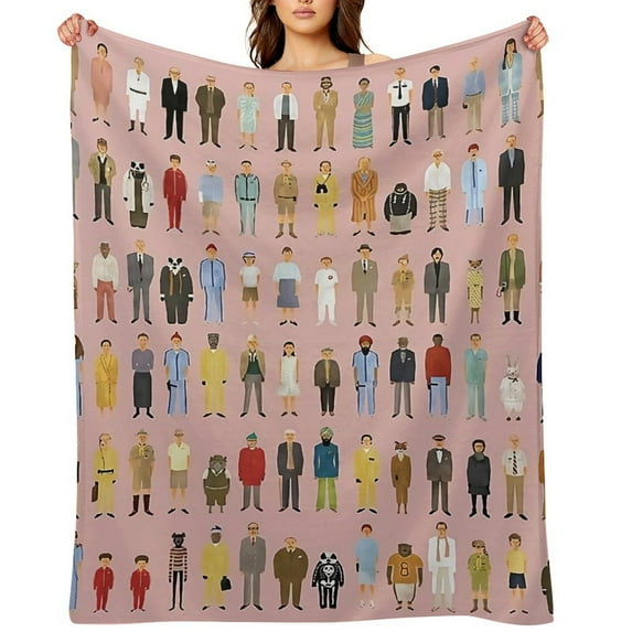Wes Anderson Characters Printed Throw Blanket,Kids Adults Soft Lightweight Flannel Fleece Blanket for Couch Sofa Bed Living Room 60"×80"