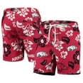 thumbnail image 1 of Men's Wes & Willy Cardinal Arkansas Razorbacks Floral Volley Logo Swim Trunks, 1 of 3