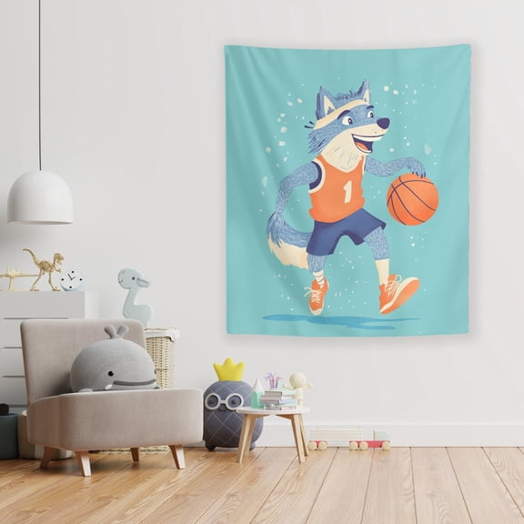 Wes the Point guard Wolf Wall Tapestry by Dancing Littles Jungle