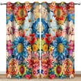 thumbnail image 1 of Wesan Boho Floral Blackout Grommet Curtains Flower Pattern 84" x 63", 2 Panels, 1 of 5