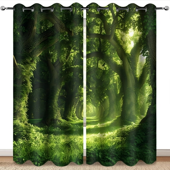Wesan Forest Blackout Grommet Curtains Tree Pattern 84" x 63", 2 Panels