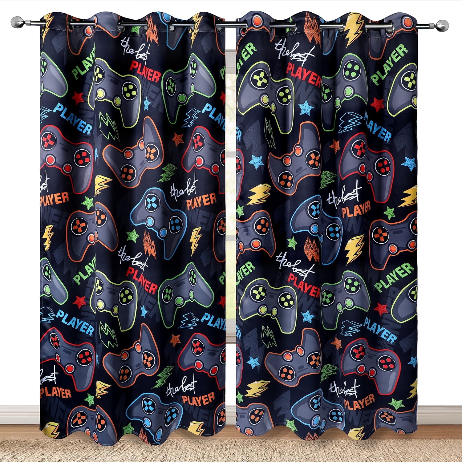 Gamer Controller Blackout Curtains, Dark Curtains for Bedroom, Game ...