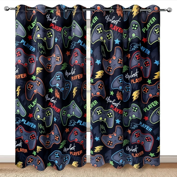 Wesan Gamer Blackout Grommet Curtains for Bedroom, 42" x 63", 2 Panels