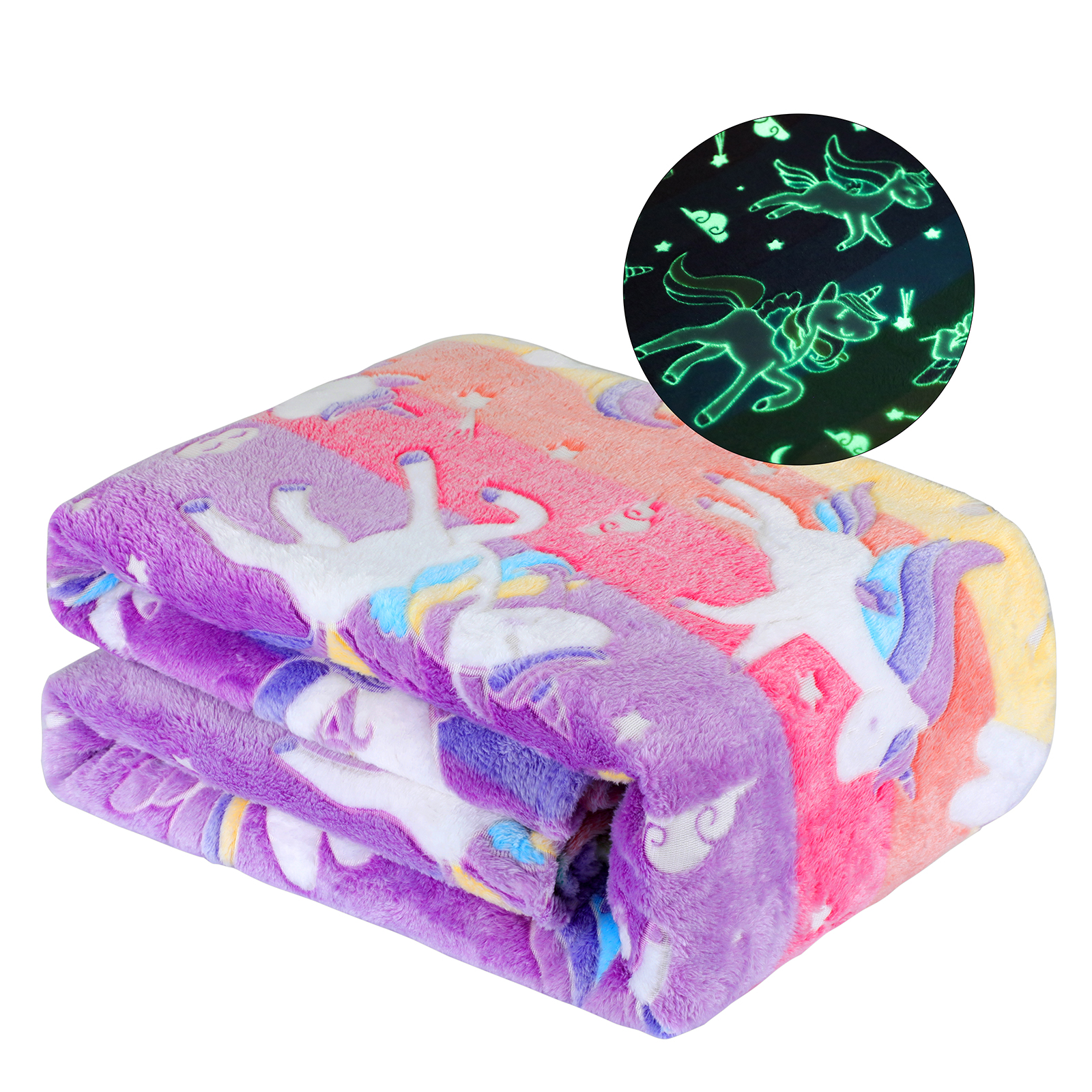 Livhil Glow in the Dark Blanket Throws Unicorns Gifts for Girls, 60 x