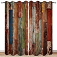 thumbnail image 1 of Rustic Wood Barn Door Blackout Grommet Curtains Home Bedroom Living Room Decor Brown Wood Pattern 84x63 inch, 1 of 7