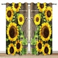 thumbnail image 1 of Wesan Sunflower Floral Blackout Curtains for Bedroom Living Room Decor Grommet Window Drapes 84"x63", 1 of 7