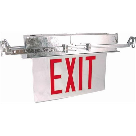 Wesco Recessed Exit Lighting Double Face Red Letters Aluminum Housing