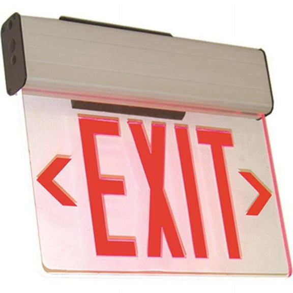 Wesco XE-1RCA-EM LED Edgelit Exit Sign Red On Clear Panel - Aluminum Housing