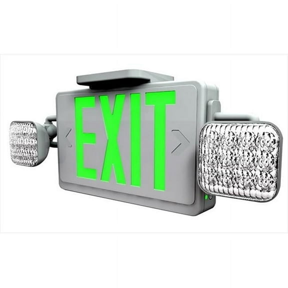 Wesco XT-CL-GW-EM All LED Exit Emergency Light Combo Green Letters