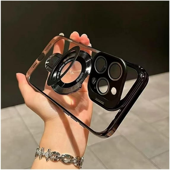 Weseecase Double Stand Case Cover for iPhone, Weseecase Transparent Electroplated Four Corners Shockproof Magnetic Case, for iPhone 16/15/14/13 Pro Max Series