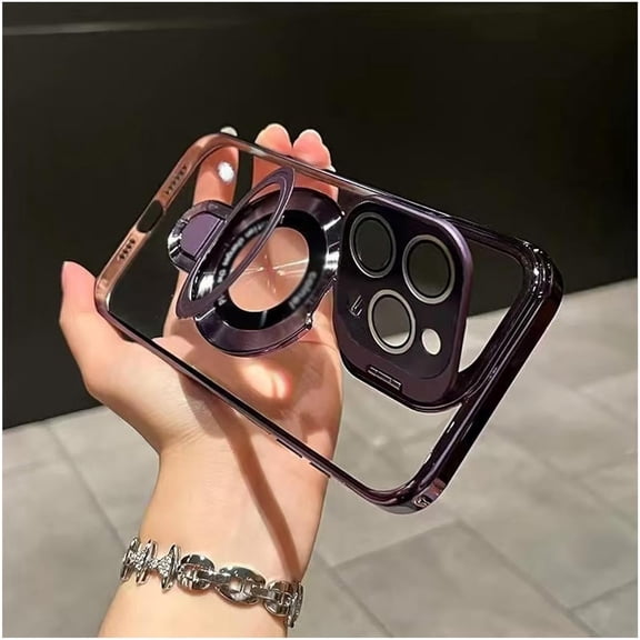 Weseecase Double Stand Case Cover for iPhone, Weseecase Transparent Electroplated Four Corners Shockproof Magnetic Case, for iPhone 16/15/14/13 Pro Max Series