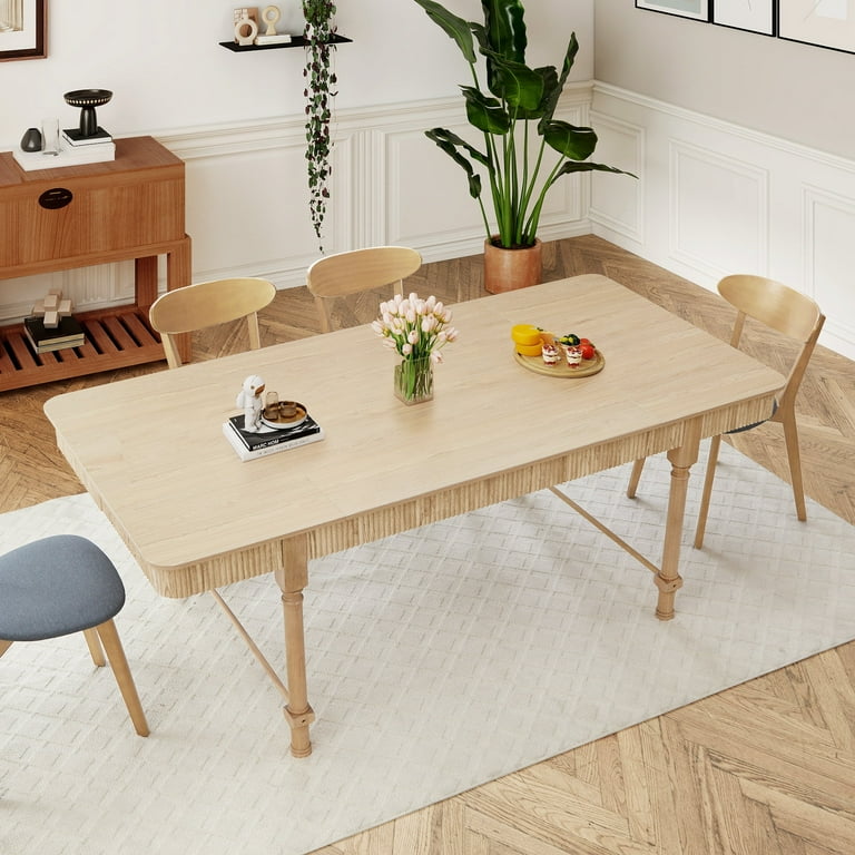 Weselon Rectangular Dining Table with Drawers, Wood
