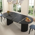 thumbnail image 1 of Weselon 41"-78" Extendable Oval Dining Table for 4-8, Modern Farmhouse Kitchen Table with Roman Column Leg, Large Wood Dining Room Table, Black, 1 of 10