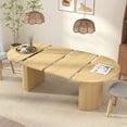 thumbnail image 1 of Weselon 41"-78" Extendable Oval Dining Table for 4-8, Modern Farmhouse Kitchen Table with Roman Column Leg, Large Wood Dining Room Table, Oak, 1 of 10