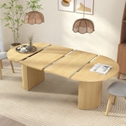 Weselon 41"-78" Extendable Oval Dining Table for 4-8, Modern Farmhouse Kitchen Table with Roman Column Leg, Large Wood Dining Room Table, Oak