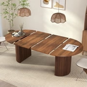 Weselon 41"-78" Extendable Oval Dining Table for 4-8, Modern Farmhouse Kitchen Table with Roman Column Leg, Large Wood Dining Room Table, Walnut