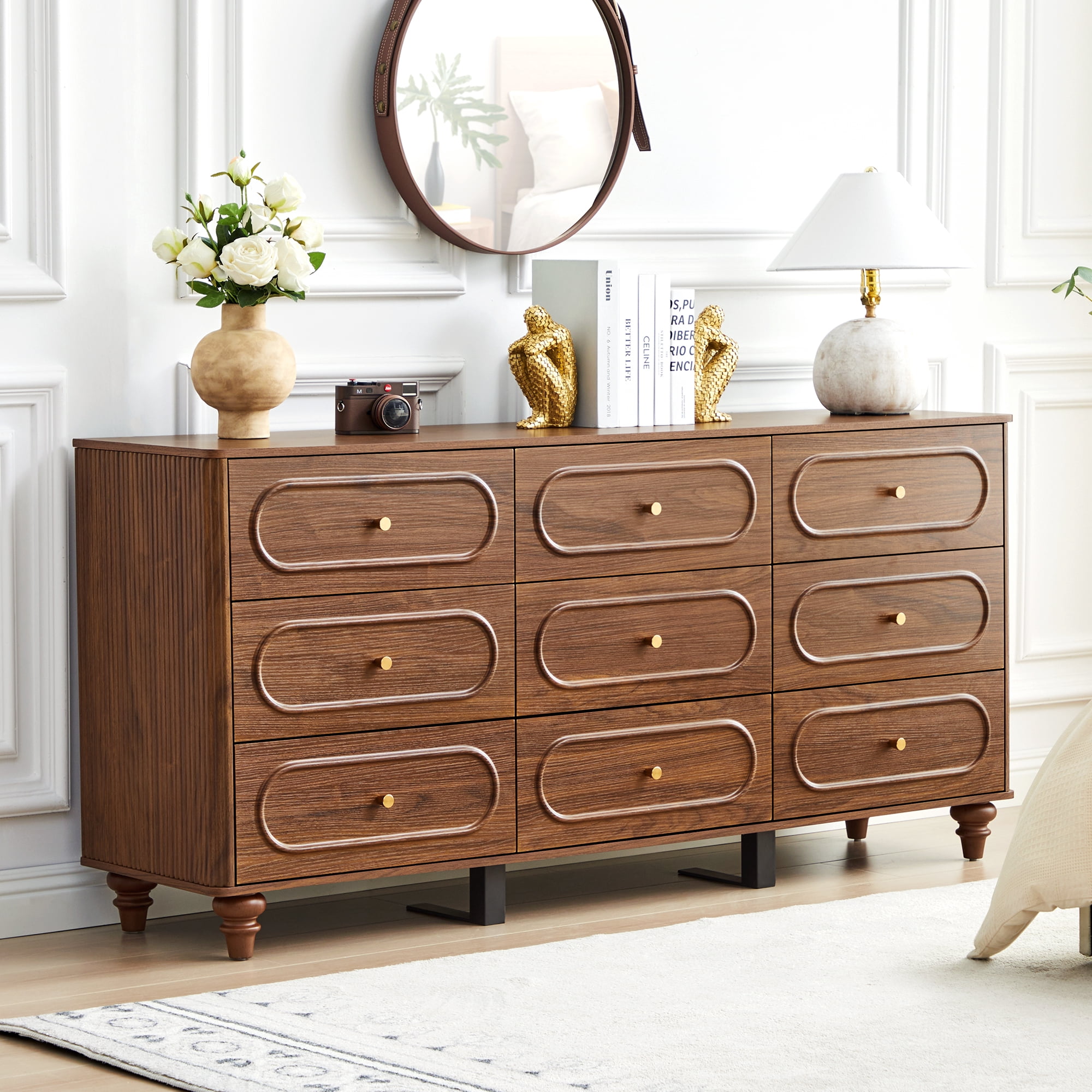 brown 9 drawer dresser Anton (76") 9-Drawer Dresser, Cerused White, West Elm