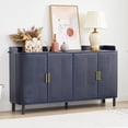 thumbnail image 1 of Weselon Farmhouse Sideboard Cabinet with 3 Rattan Doors,Kitchen Storage Cabinet with Adjustable Shelf and Metal Legs for Dining Living Room,Blue, 1 of 8