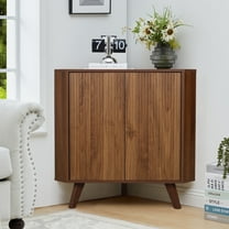 Weselon Triangular Corner Storage Cabinet with 2 Doors for Bathroom, Floor Corner Storage Cabinet, Freestanding Corner Cabinet , Brown