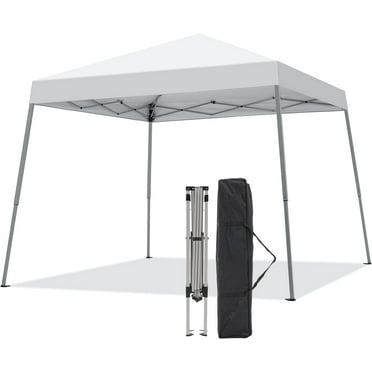 10x10 Outdoor Canopy Pop up Canopy Tent Portable Instant Shelter Slant Leg Canopy White