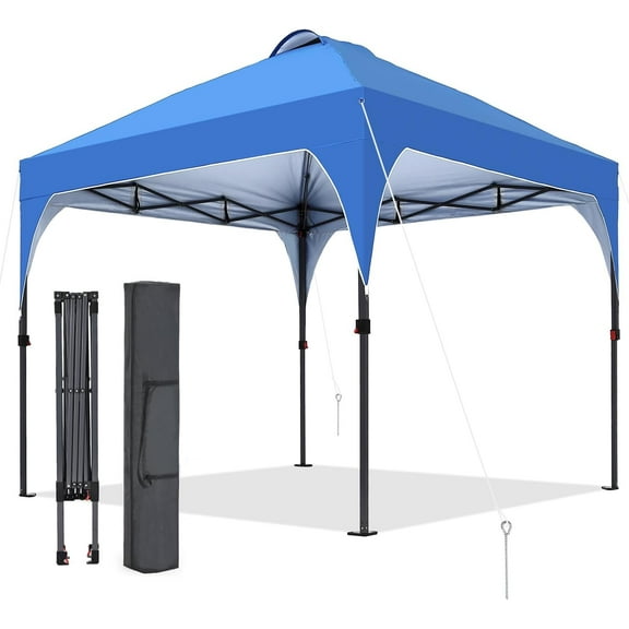 Wesfital 8x8 ft Outdoor Pop Up Canopy Gazebo Canopy Tent Portable Shade Instant, Blue
