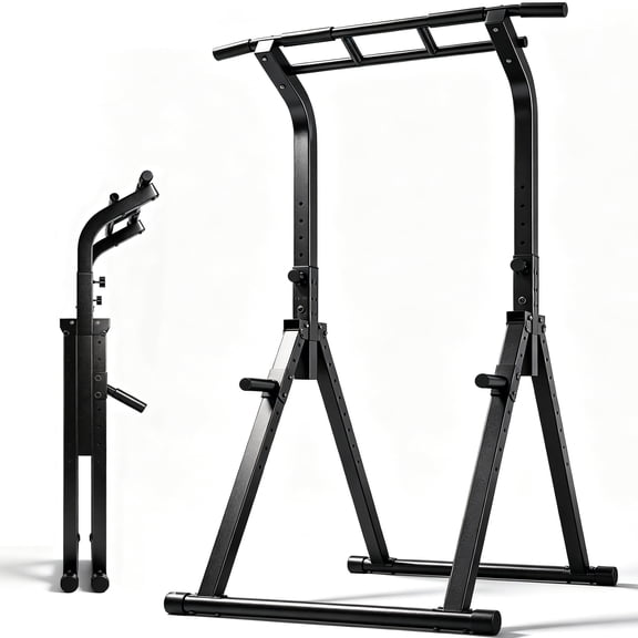 Wesfital Foldable Power Tower Pull-Up Bar, Multifunction Adjustable Height Dip Station