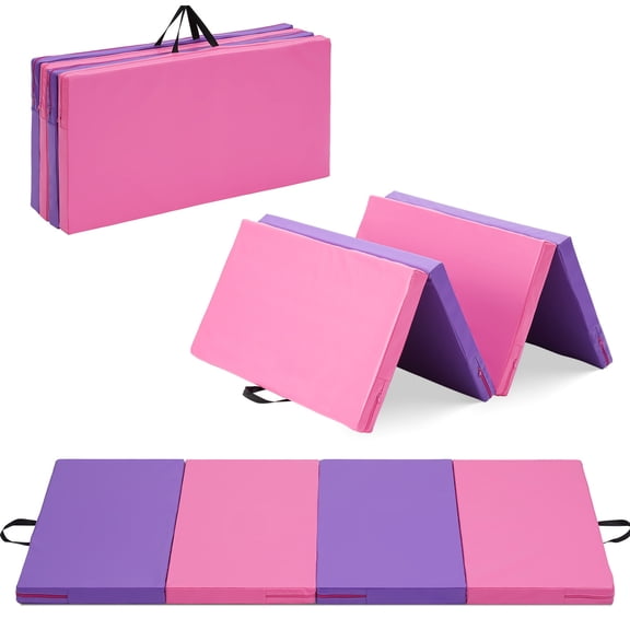 Wesfital Gymnastics Mat 4-Fold Tumbling Pink 6 ft x 3 ft x 2 in Thick