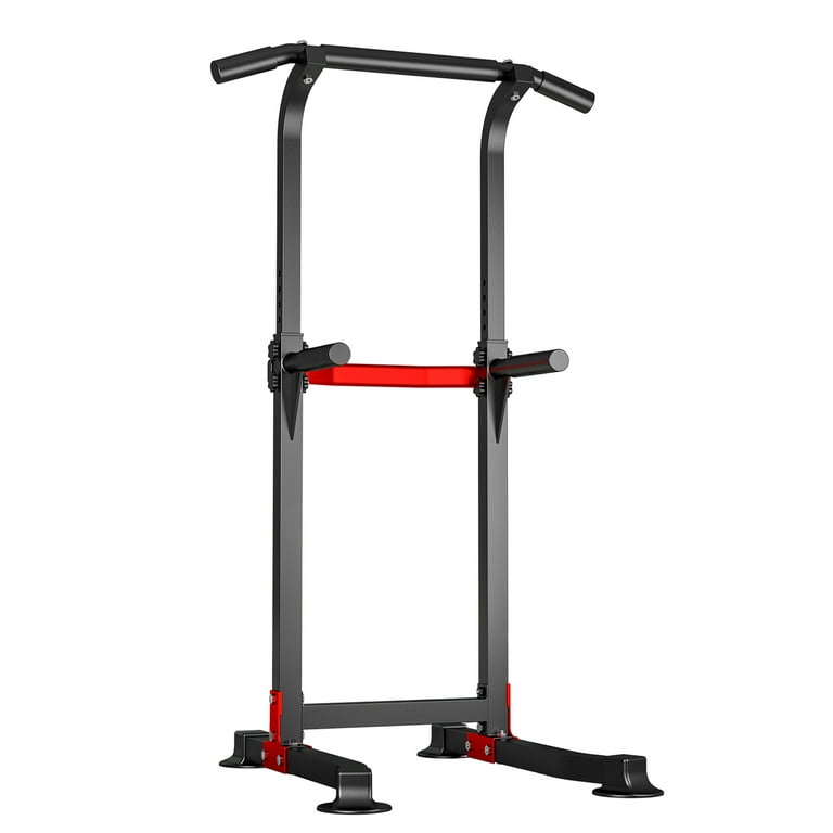 ZENOVA Power Tower Pull Up Bar Pull Up Bar Station Workout Dip Station Height Adjustable Strength Training Equipment 330lbs Weight Capacity Black