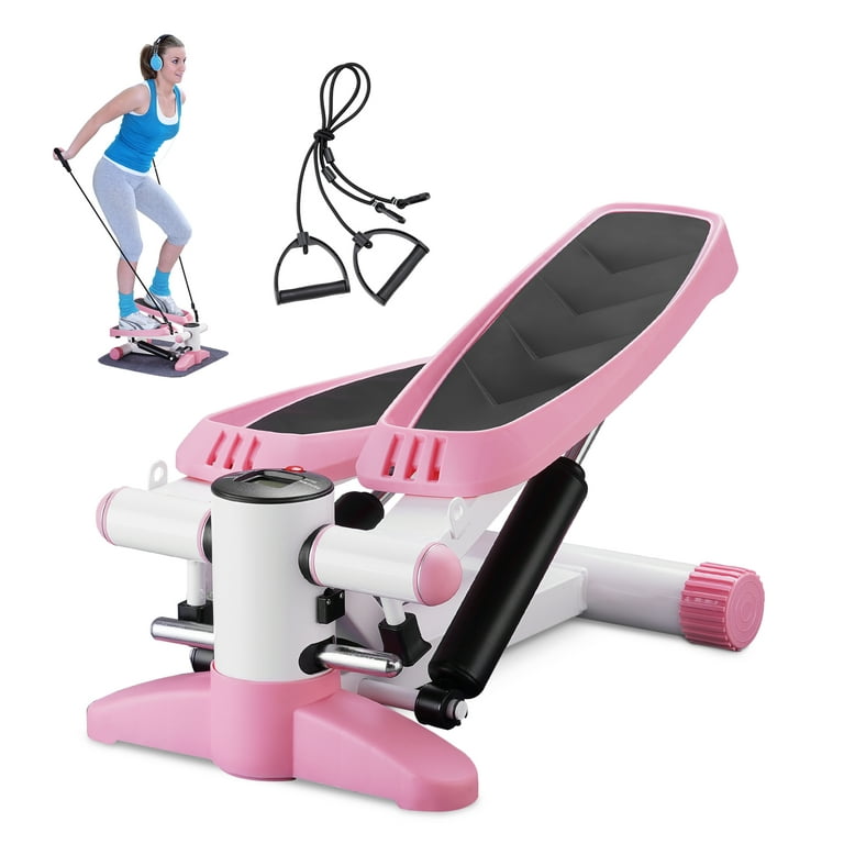 Wesfital Steppers for Exercise + Free Non-slip Mat, Mini Stair Stepper with  Resistance Bands(Pink)