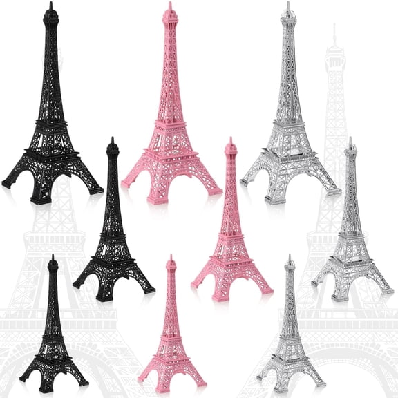 Wesiti 9 Pcs Eiffel Tower Decor Statue Alloy Eiffel Tower Cake Topper French Paris Souvenir Gift Multiple Sizes for Cake Stand Table Holder Collectible Figurines Decorations(5.1'' 5.9'' 7'') Y101