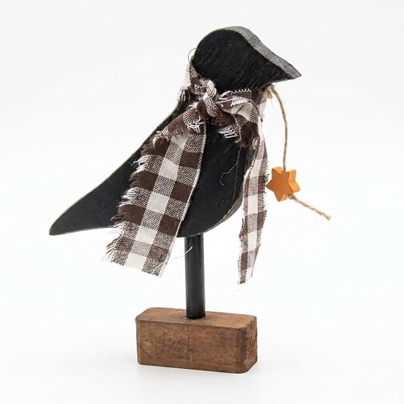Wesiti Primitive Crow Decor Vintage Halloween Wooden Crow,1 Star