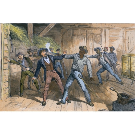 Wesley Harris A Fugitive Slave In A Gun Fight With Slave Catchers In A Maryland Barn. Harris And His Three Companions Were Lured To The Barn By The False Sympathy Of A Farmer Who Turned Them In To