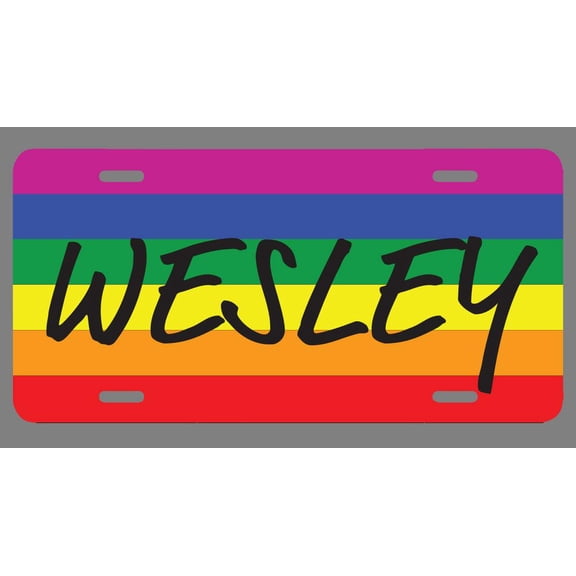 Wesley Name Pride Flag Style License Plate Tag Vanity Novelty Metal | UV Printed Metal | 6-Inches By 12-Inches | Car Truck RV Trailer Wall Shop Man Cave | NP2493