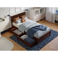 thumbnail image 1 of Wesley Twin Wood Platform Bed with Panel Footboard and Storage Drawers in Walnut, 1 of 10