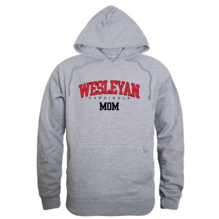 Wesleyan University Cardinals Mom Hoodie, Heather Grey - Large