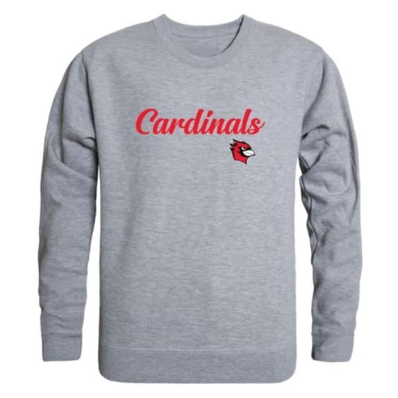 Wesleyan University Cardinals Script Crewneck Sweatshirt, Heather Grey - Medium