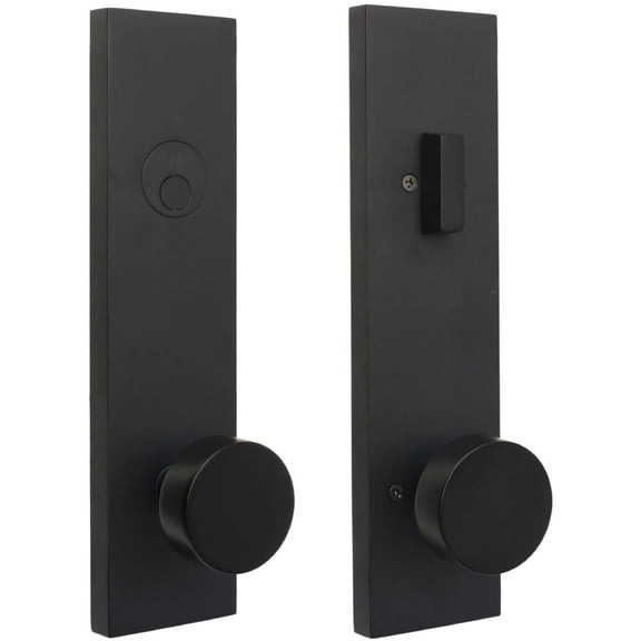 Weslock 0662542420020 Addy Deadbolt Keyed One Side Dummy Handle Set with Mesa Knob, Matte Black