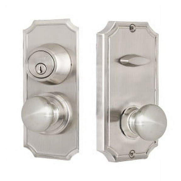 Weslock 01501ININSL2D Unigard Premiere Interconnected Entry with Impresa Knob with 2-3/8" Latch and Round Corner Strikes Satin Nickel Finish