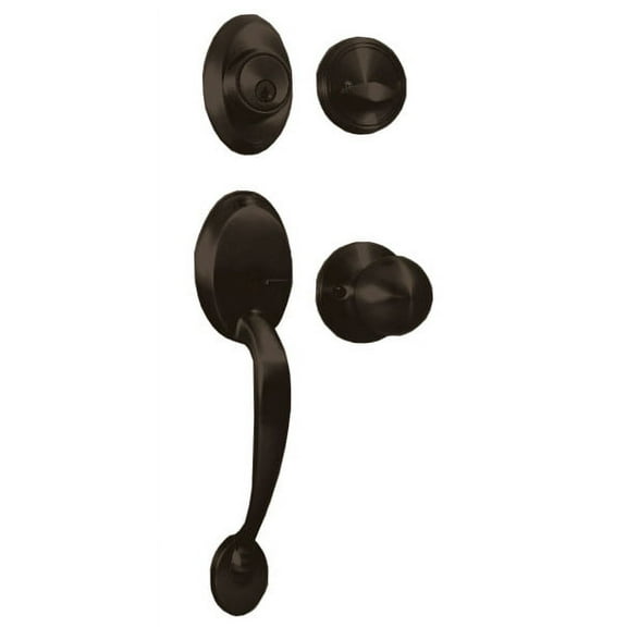 Weslock 02810-1G1FR2D Hillcrest Single Cylinder Handleset with Hudson Trim with Adjustable Latch & Round Corner Strikes, Oil Rubbed Bronze