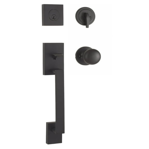 Weslock 02840-2S2FR2D Bailey Single Cylinder Handle Set with Salem Knob - Matte Black Finish