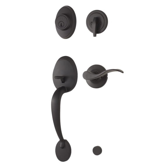 Weslock L2810-2X2FR2D Hillcrest Keyed One Side Left Hand Handle Set with Haven Lever, Matte Black