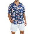 thumbnail image 1 of Wespornow Mens Hawaiian Shirts Short Sleeve Floral Tropical Beach Casual Button Down Shirts Navy M, 1 of 7