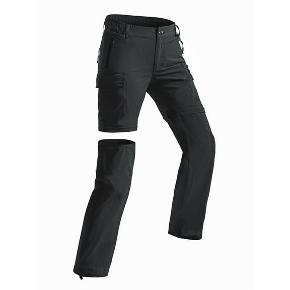 Wespornow Womens Quick Dry Zip Off Convertible Hiking Pants with 5 Pockets Camping Travel Safari Black XL