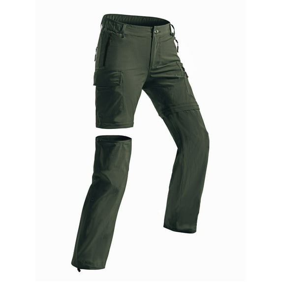 Wespornow Womens Quick Dry Zip Off Convertible Hiking Pants with 5 Pockets Camping Travel Safari Green M