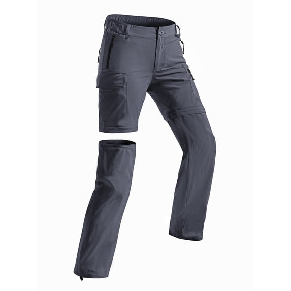 Wespornow Womens Quick Dry Zip Off Convertible Hiking Pants with 5 Pockets Camping Travel Safari Grey L
