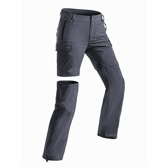 Wespornow Womens Quick Dry Zip Off Convertible Hiking Pants with 5 Pockets Camping Travel Safari Grey L
