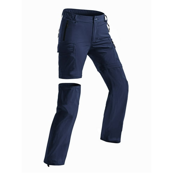 Wespornow Womens Quick Dry Zip Off Convertible Hiking Pants with 5 Pockets Camping Travel Safari Navy L