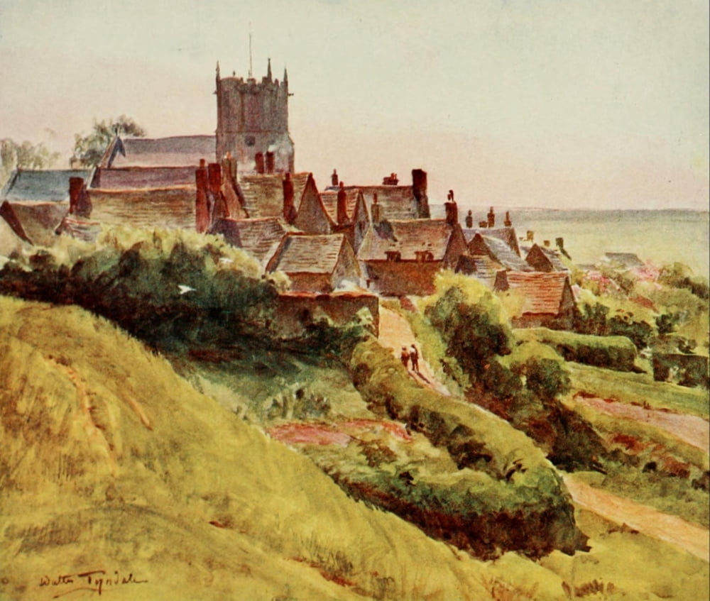 Wessex 1906 Corfe from the county slopes Canvas Art - Walter Tyndale (18 x 24)