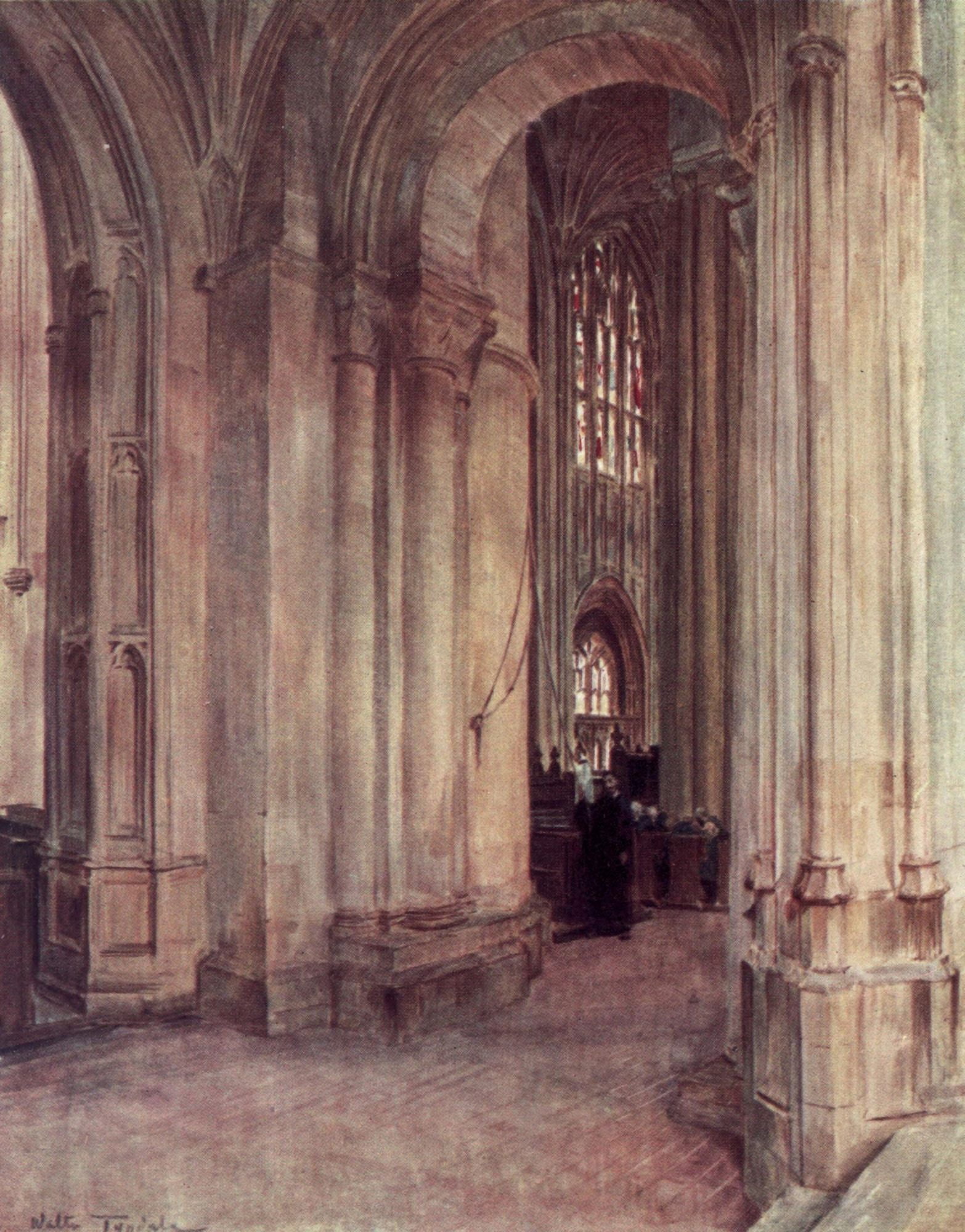 Wessex 1911 Sherbourne Abbey Church Canvas Art - Walter Tyndale (18 x 24)
